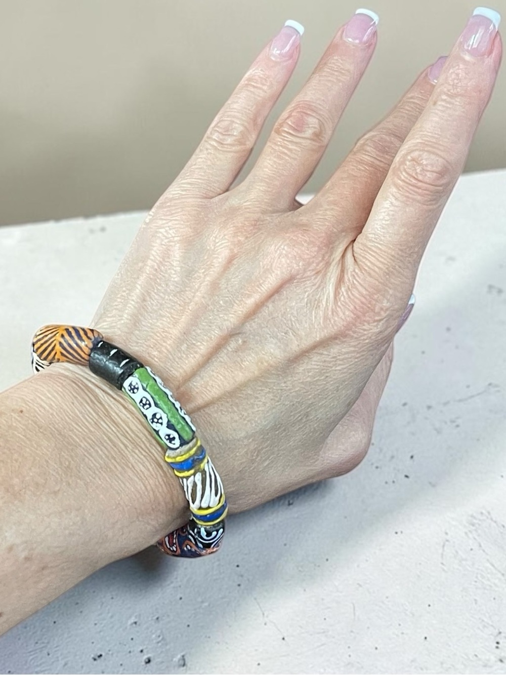 Handmade African Trade Bead Stretch Bracelet